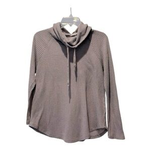 Charlotte Russe Gray Waffle Knit Cowl Neck Pullover Size M